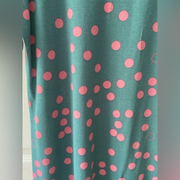 LulaRoe “Julia” Green & Pink Polka Dot Dress Size 2X - Picture 8 of 9